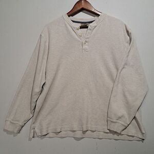 LL Bean Henley Shirt Sweater Mens XL Reg OKB20 Thermal Waffle Knit